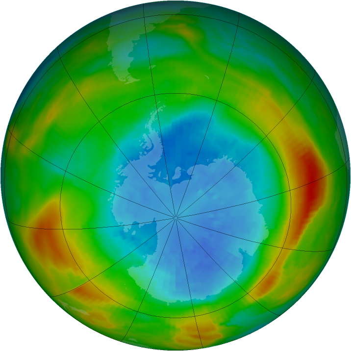 Antarctic ozone map for 16 September 1980